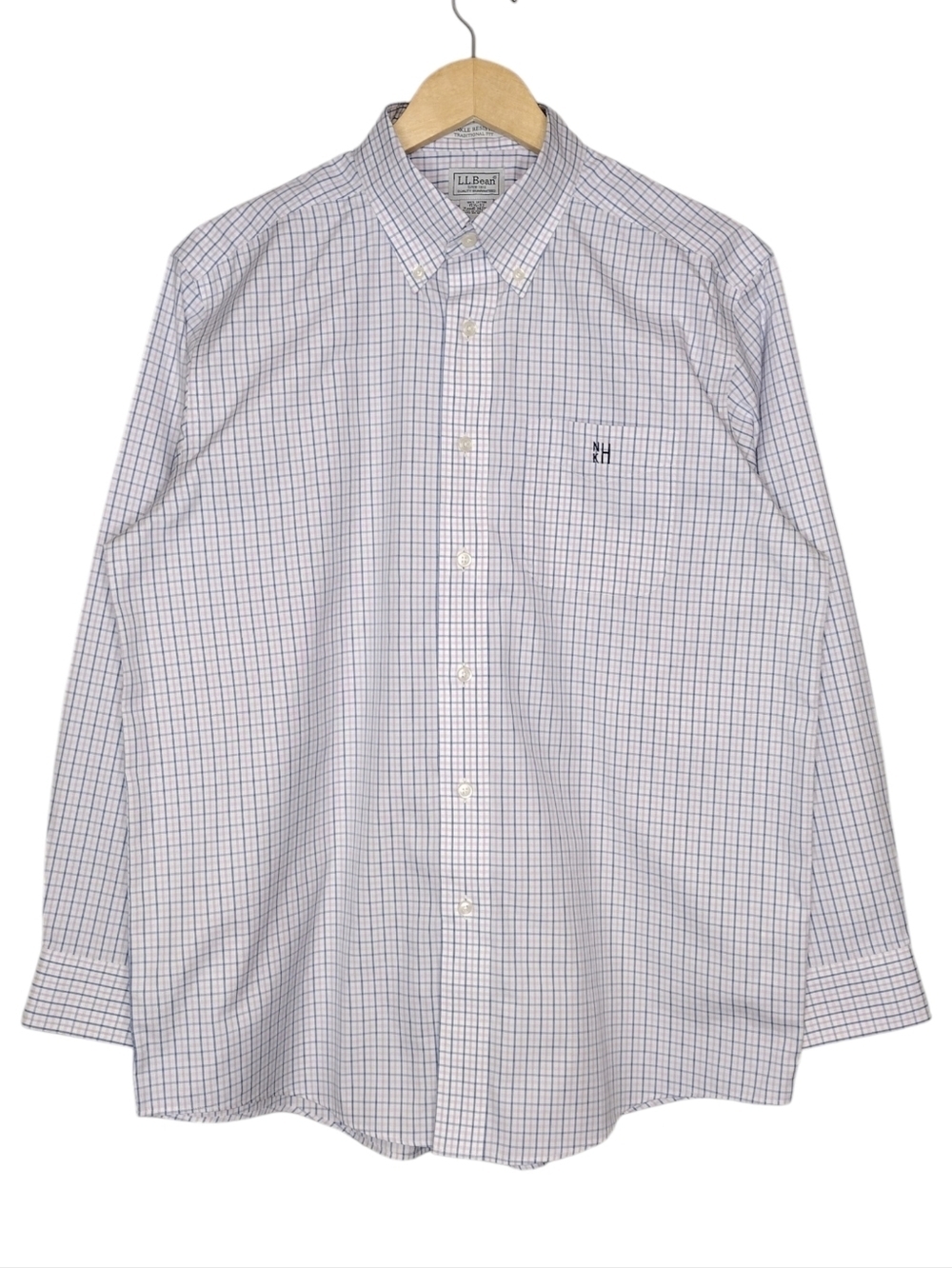 L.L. Bean Wrinkle Resistant Fit Men’s Button-Down Plaid Dress Shirt Sz M